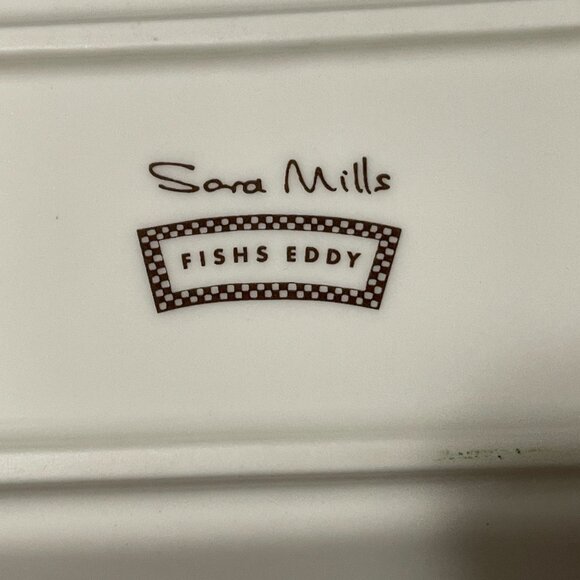 Fishs Eddy Sara Mills Puggle Beagle Pug 7" Rectangular Ceramic Tray Dog Lover - Picture 5 of 6